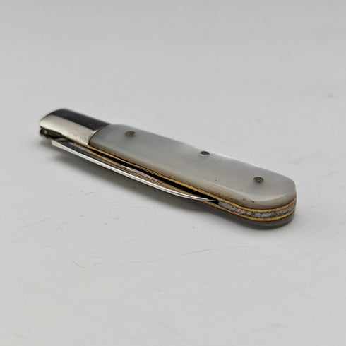 1930年 英国ヴィンテージ 白蝶貝ハンドル 純銀ブレード ペンナイフ William Needham